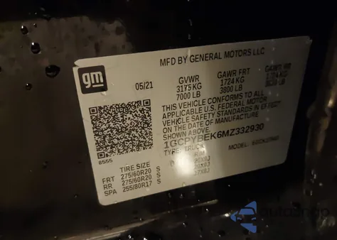 2021 Chevrolet Silverado 1500 4Wd Short Bed Custom from USA, damaged, VIN 1GCPYBEK6MZ332930